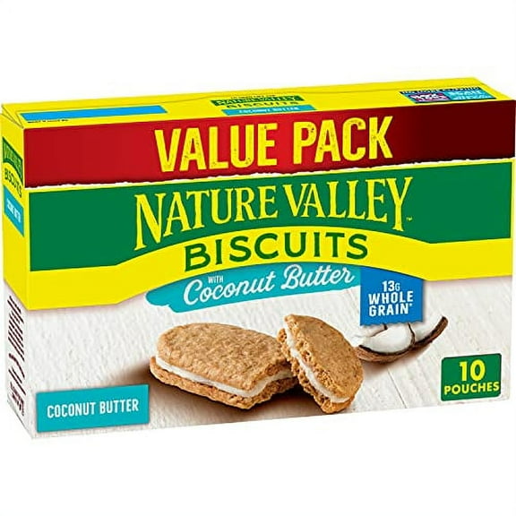 Nature Valley Biscuit Sandwiches, Coconut Butter, Snack Value Pack, 10 Ct