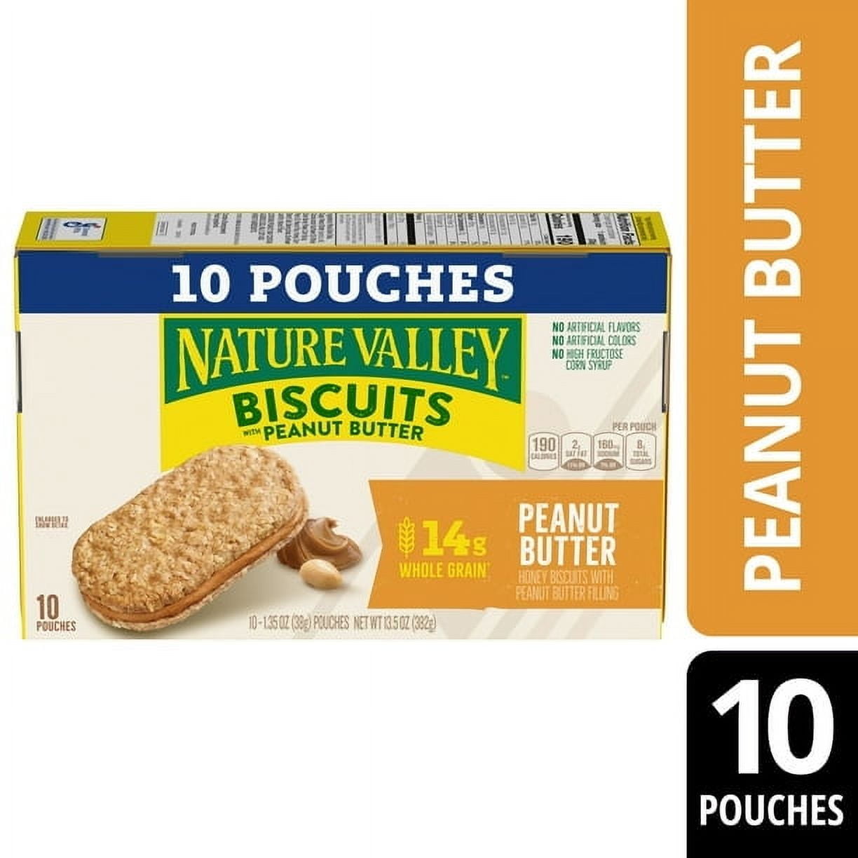 Nature Valley Biscuit Sandwiches, Peanut Butter, 10 ct, 13.5 OZ - Pack of 2