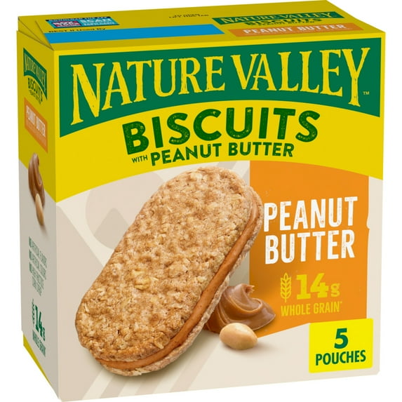Nature Valley Biscuit Sandwiches, Peanut Butter Snack, 5 ct, 6.75 OZ