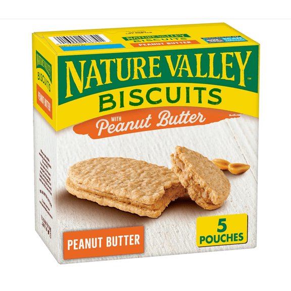 Nature Valley Biscuit Sandwiches Peanut Butter Snack Whole Grain Oats 5 Ct 6.75 Oz