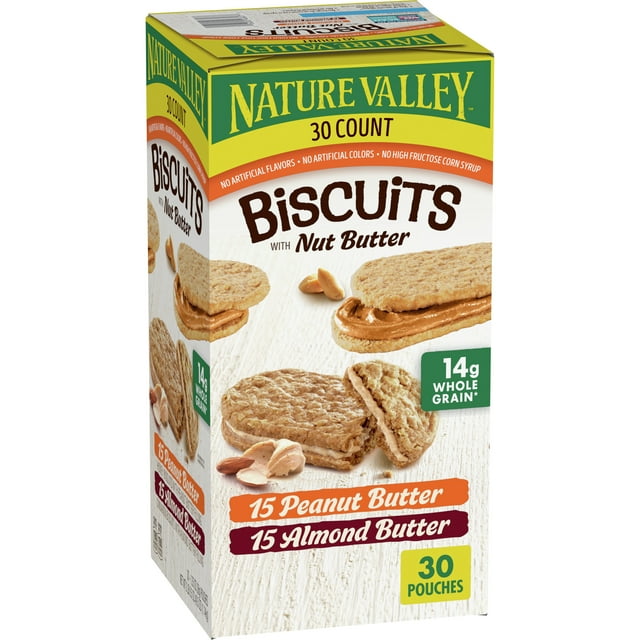 Nature Valley Biscuit Variety Pack, Peanut Butter & Almond Butter, 30