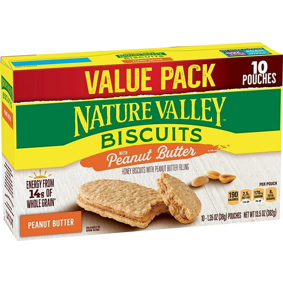 Nature Valley Biscuits 10 Count Box, Peanut Butter, 13.5 Ounce