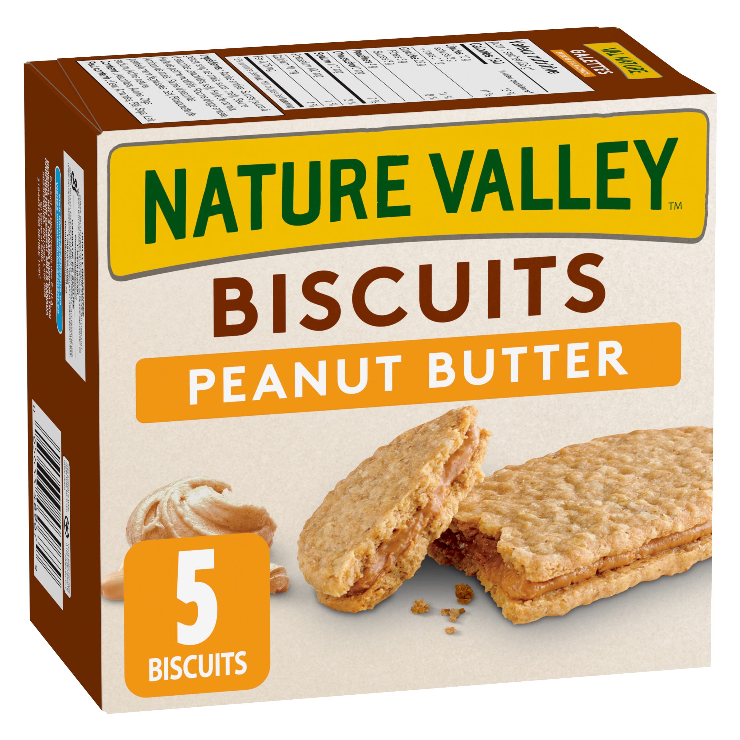 Nature Valley Biscuits Peanut Butter, 5Ct, 190G/7.8Oz, Imported From