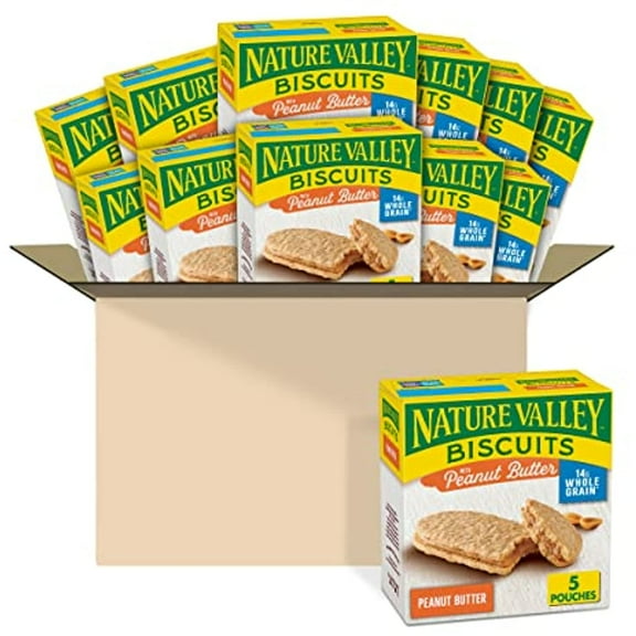 Nature Valley Biscuits With Peanut Butter, 1.35 Oz, 5 Ct (Pack Of 12)