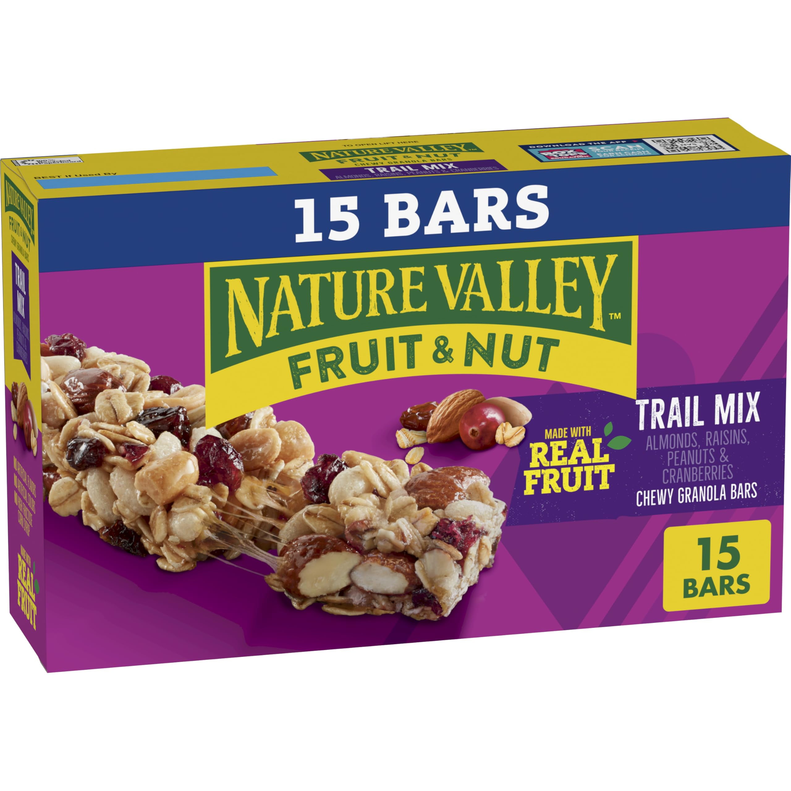 Nature Valley Chewy Fruit RRF12 and Nut Granola Bars, Trail Mix, 15 Bars, 18 OZ