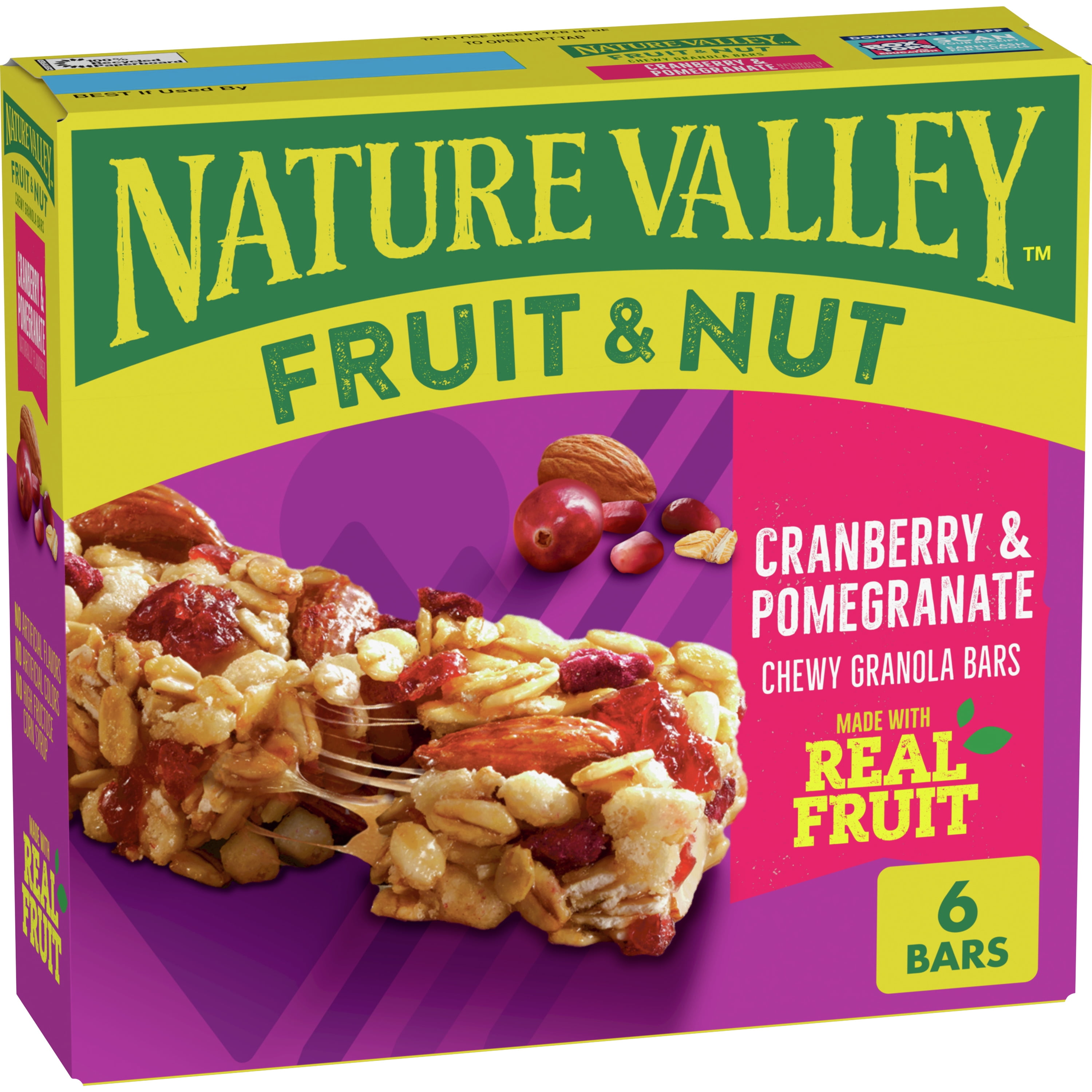 Nature Valley Chewy Fruit & Nut Granola Bars, Cranberry Pomegranate, 6