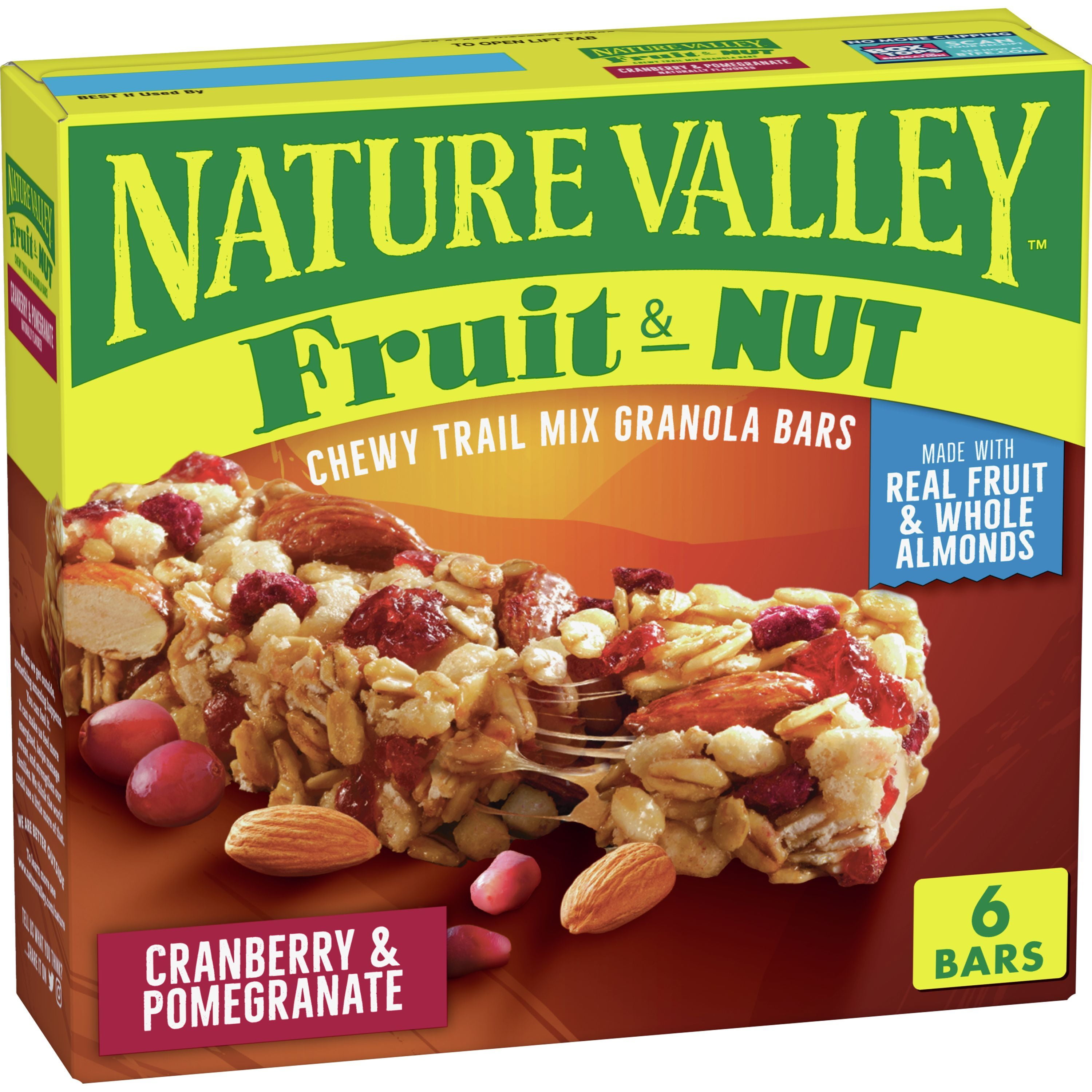 Nature Valley Chewy Fruit and Nut Granola Bars, Cranberry Pomegranate ...