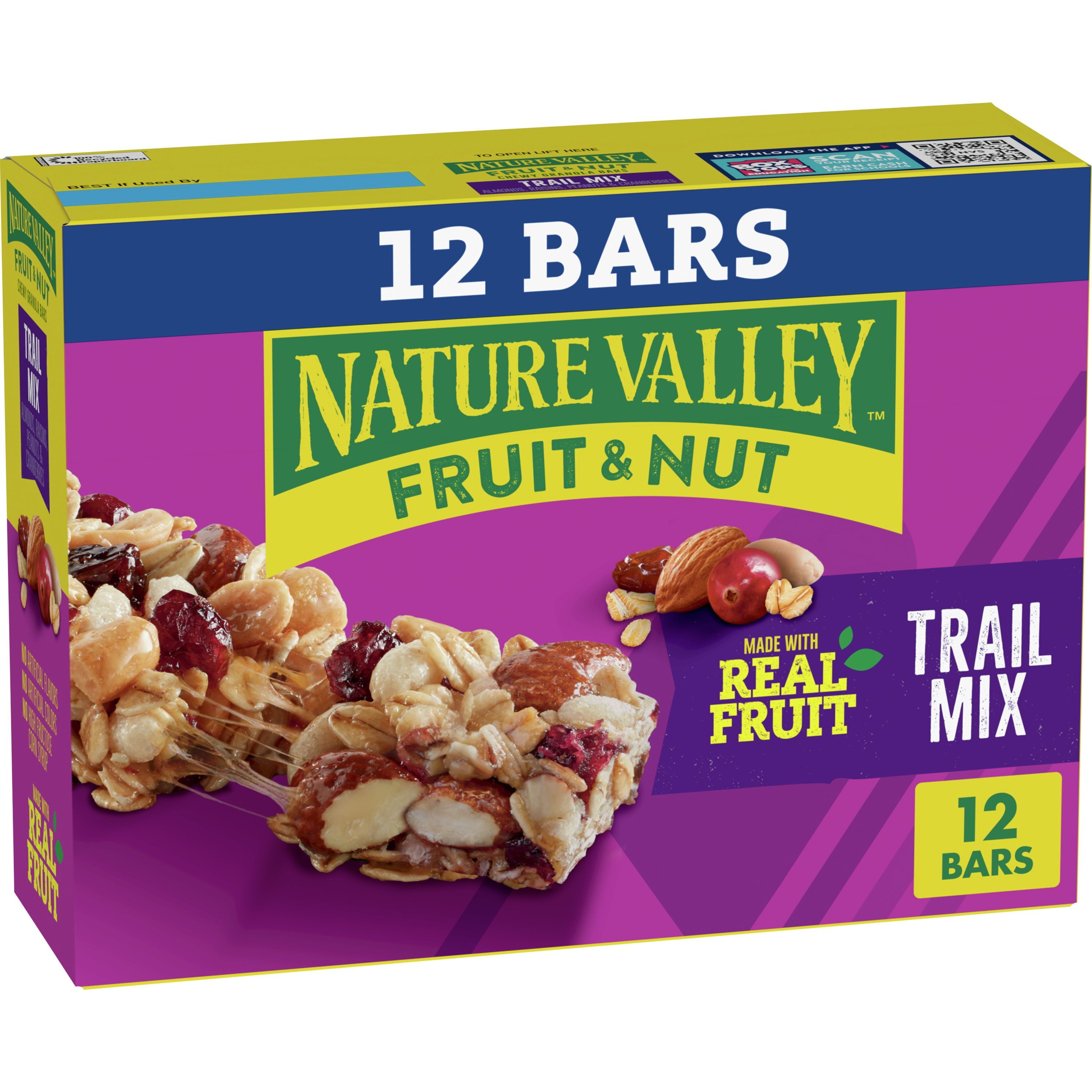Nature Valley Chewy Fruit and Nut Granola Bars, Trail Mix, 1.2 oz, 12