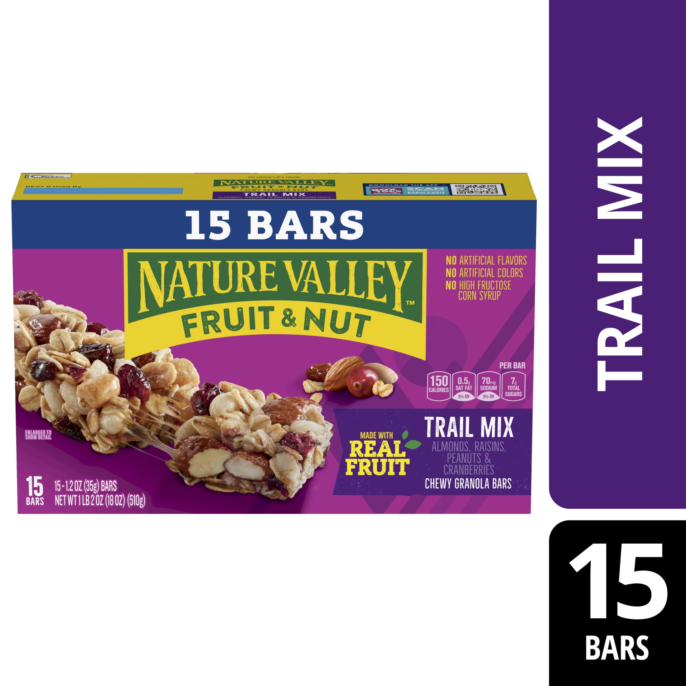 Nature Valley Chewy Fruit and Nut Granola Bars, Trail Mix, 15 Bars, 18 oz