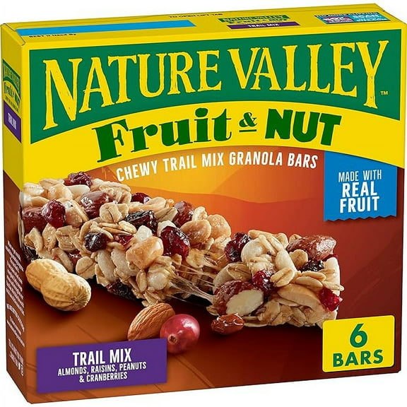 Nature Valley Chewy Fruit and Nut Granola Bars, Trail Mix, 6 Bars, 7.4 OZ ( Pack of 2 )