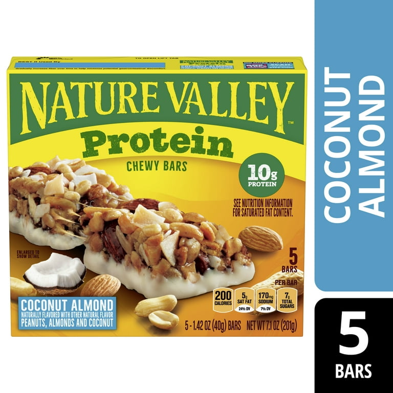 Nature Valley Chewy Granola Bar, Protein, Coconut Almond, 5 Bars, 7.1 OZ