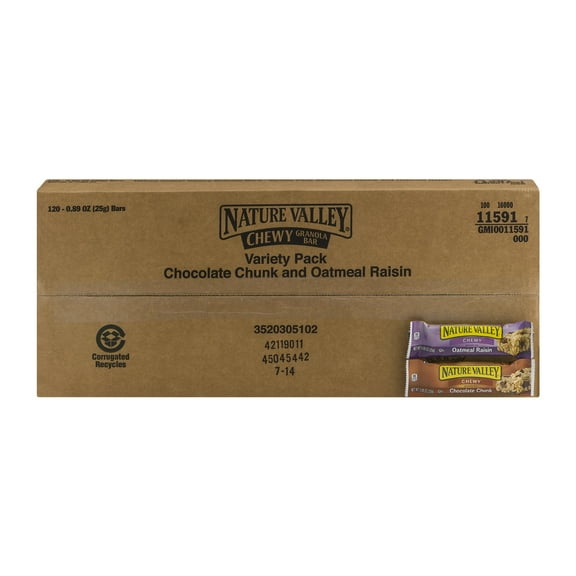 Nature Valley Chewy Granola Bar Variety Pack Chocolate Chunk and Oatmeal Raisin - 120 CT0.89 OZ