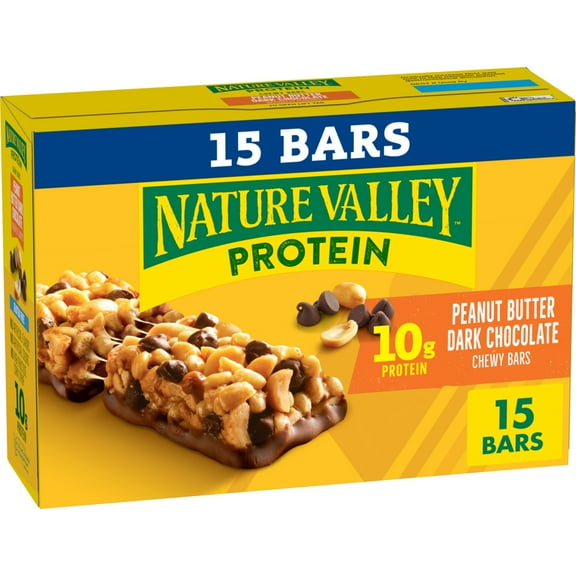 Nature Valley Protein Chewy Snack Bars, Peanut Butter Dark Chocolate, 15 Bars, 21.3 oz