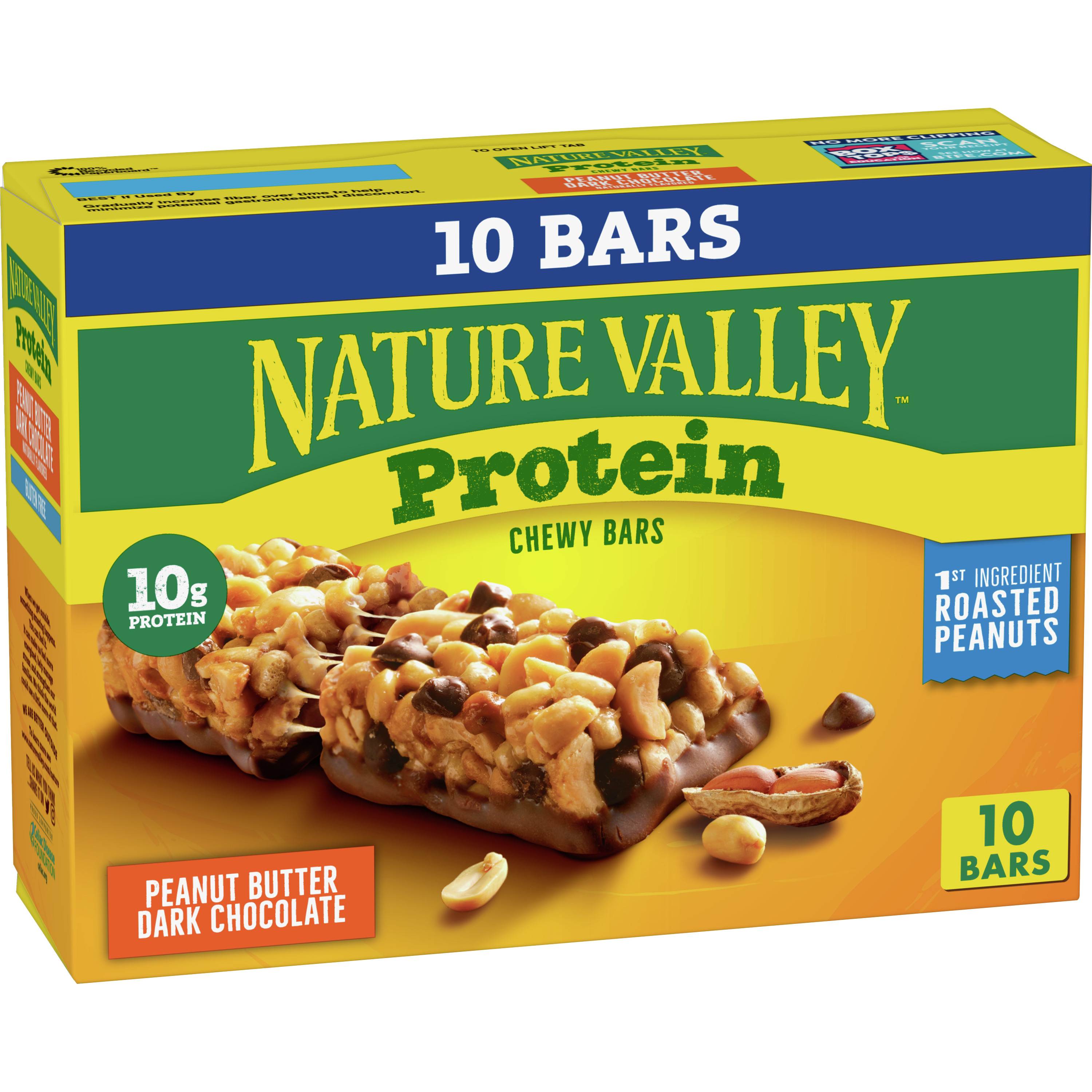 Nature Valley Chewy Protein Granola Bars, Peanut Butter Dark Chocolate, 10 Bars, 14.2 OZ - image 1 of 9