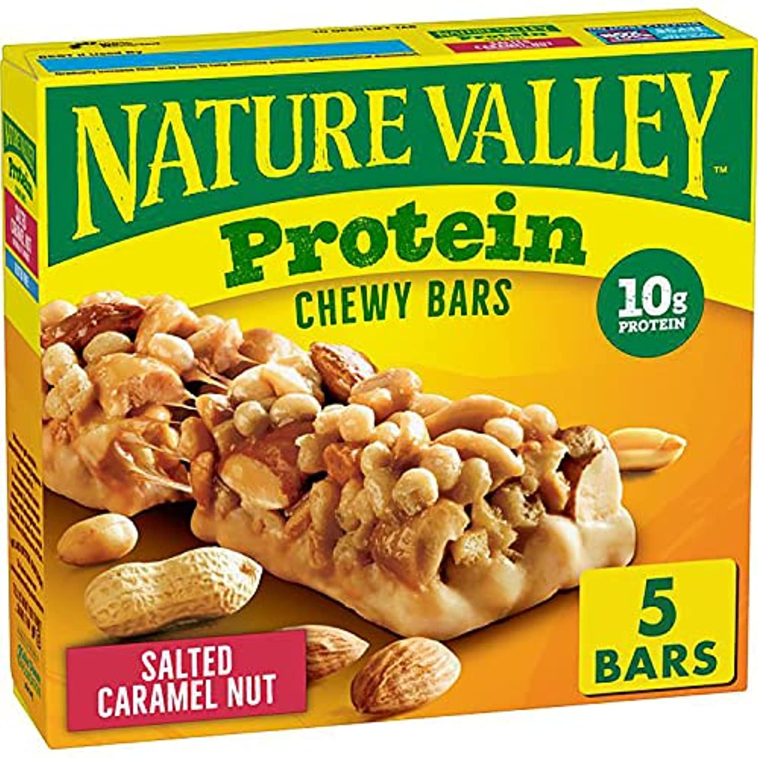 Nature Valley Chewy Protein Granola Bars, Salted Caramel Nut, 1.4 Oz, 5 Ct  