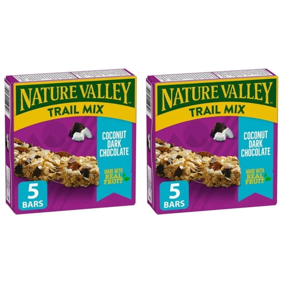 Nature Valley Chewy Trail Mix Granola Bars, Coconut Dark Chocolate, 5ct, 160g (2 Pack)