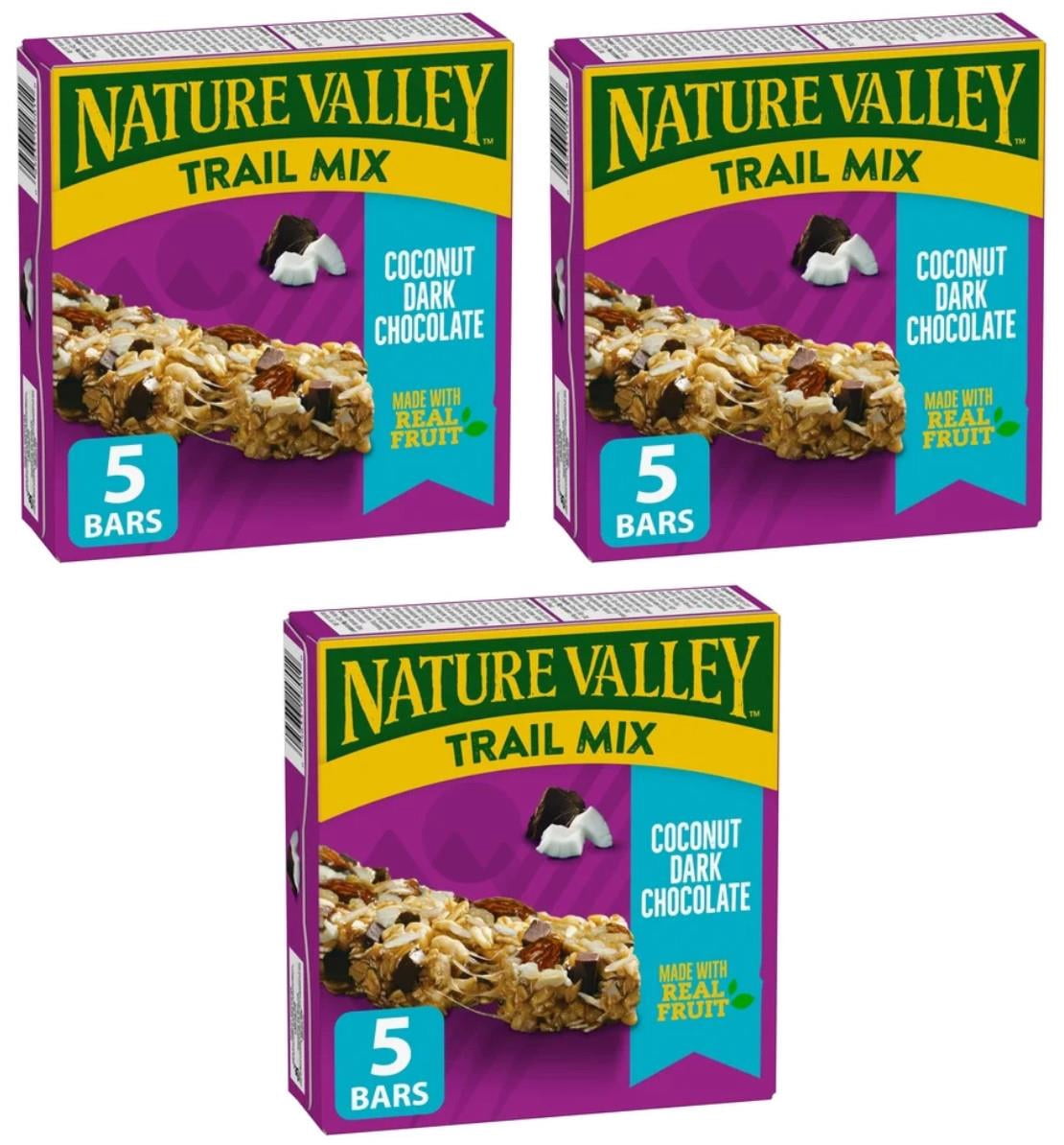 Nature Valley Chewy Trail Mix Granola Bars, Coconut Dark Chocolate, 5ct, 160g (3 Pack)
