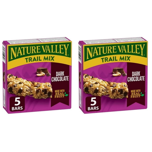 Nature Valley Chewy Trail Mix Granola Bars, Dark Chocolate, 5ct, 175g (2 Pack)