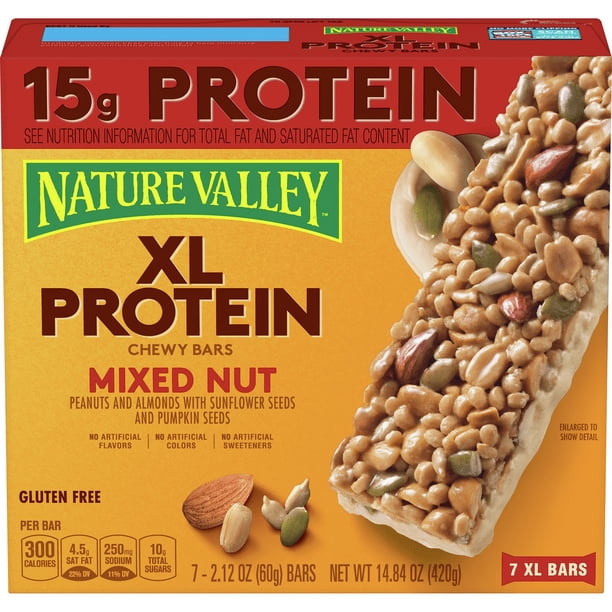 Nature Valley Chewy XL Protein Granola Bars, Mixed Nut, 7 ct