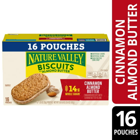 Nature Valley Biscuit Sandwiches, Cinnamon Almond Butter, 16 Bars, 21.6 oz