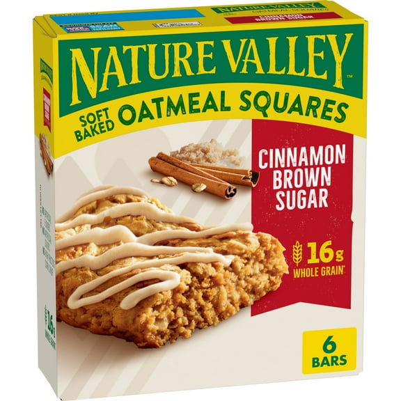 Nature Valley Soft-Baked Oatmeal Squares, Cinnamon Brown Sugar, 6 ct, 7.44 OZ