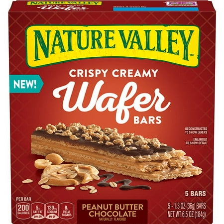 Nature Valley Crispy Creamy Wafer Bars Peanut Butter Chocolate, 5 ct