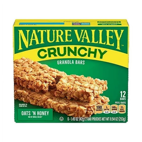 Nature Valley Crunchy Granola Bars Oats and Honey - 12 Bars Pack of 2