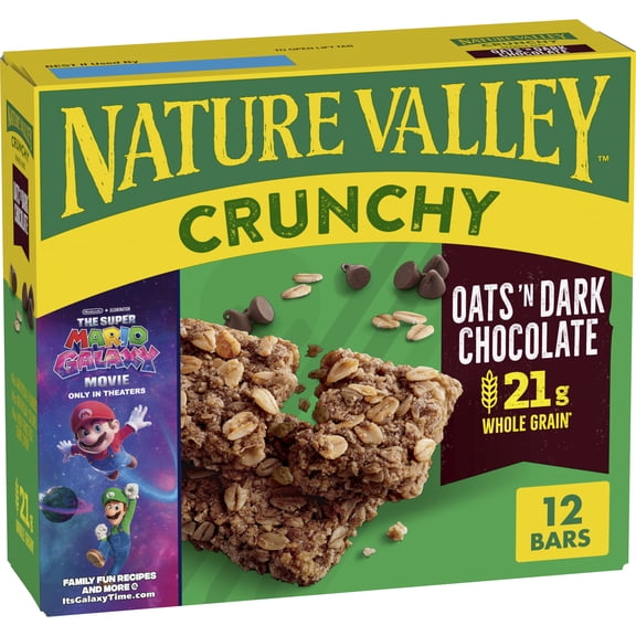 Nature Valley Crunchy Granola Bars, Oats 'n Dark Chocolate, 12 Count, 8.94 oz (6 Pouches)