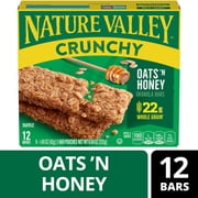 Nature Valley Crunchy Granola Bars, Oats 'n Honey, 12 Count, 8.94 oz (6 Pouches)