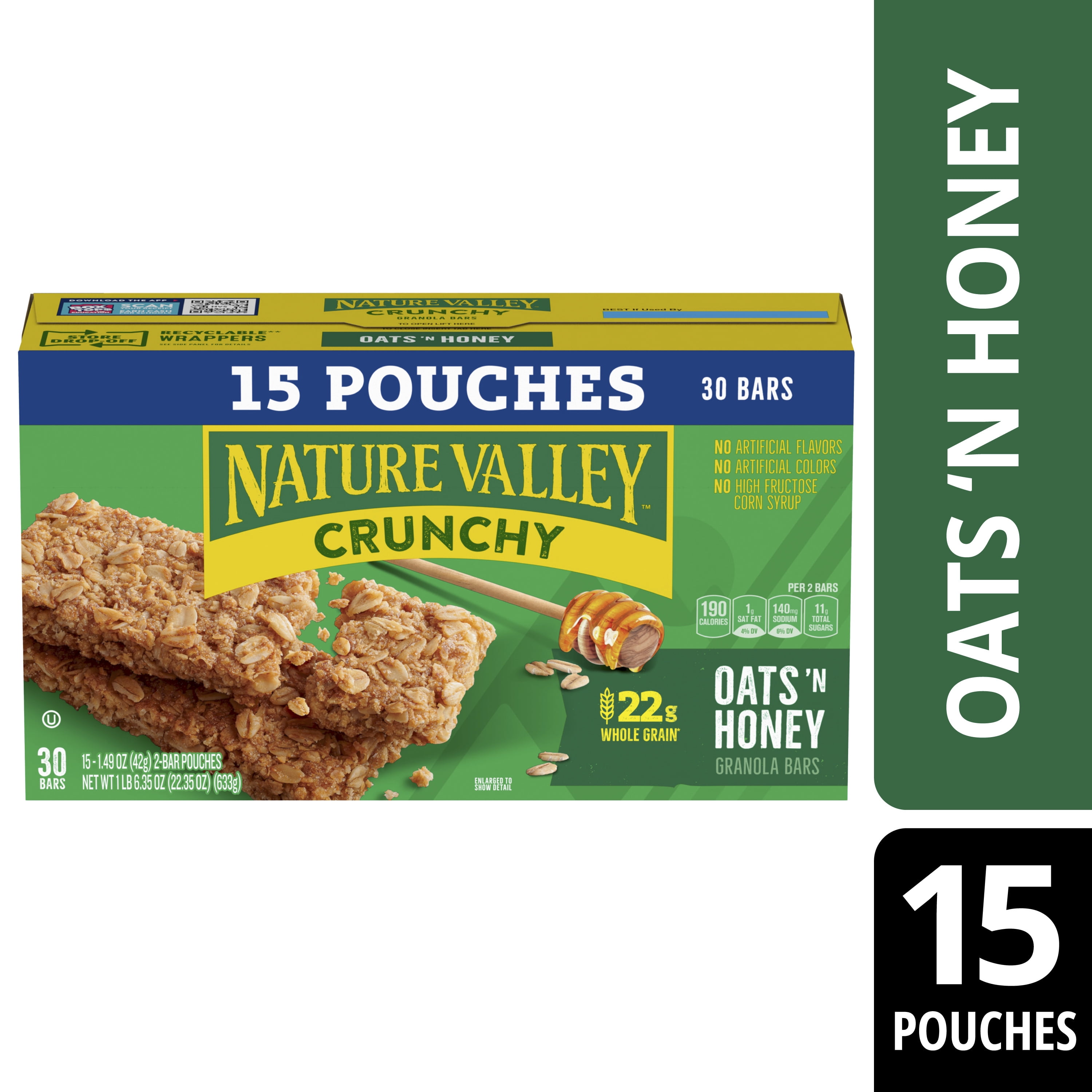 Nature Valley Crunchy Granola Bars, Oats 'N Honey - 15 pack, 1.49 oz
