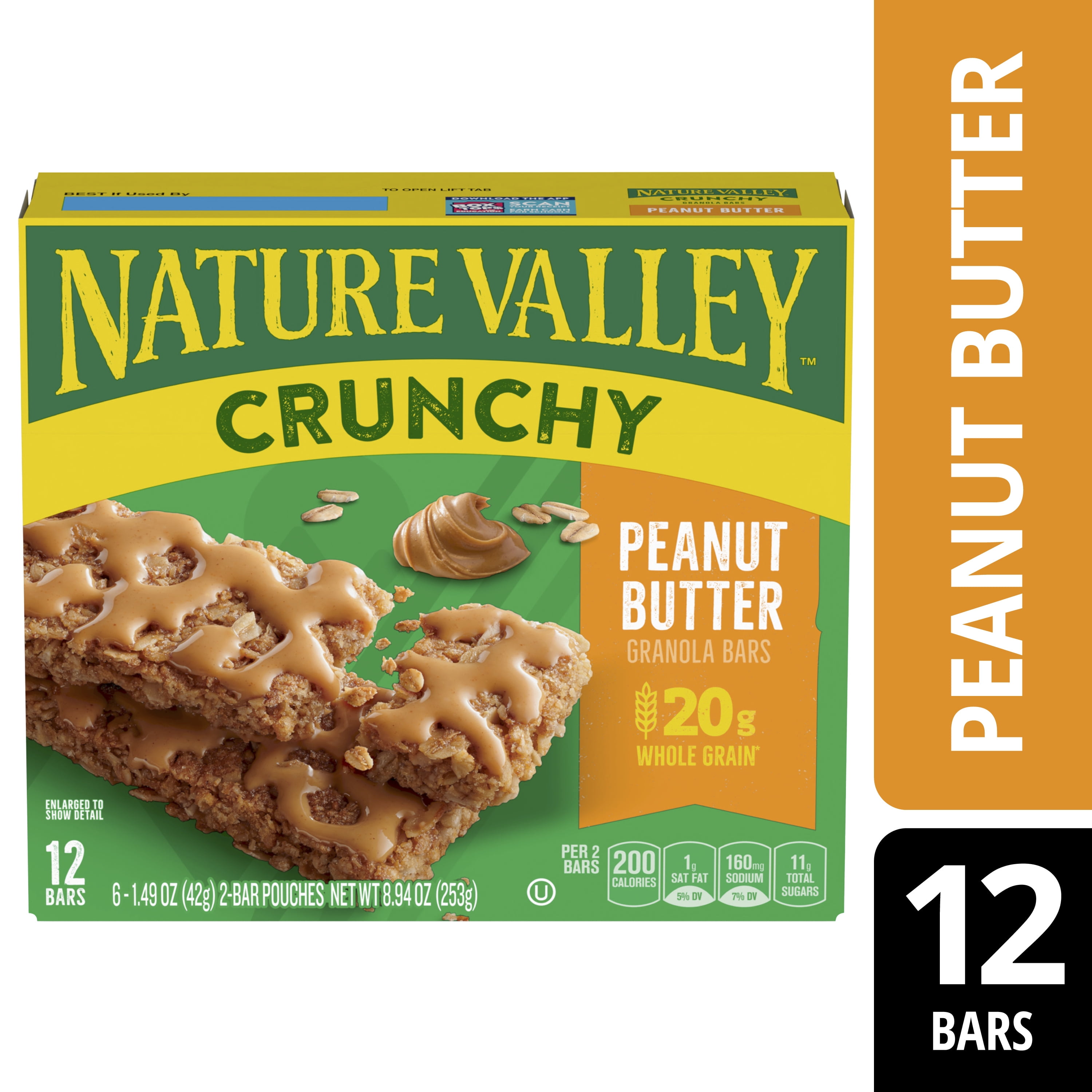 Nature Valley Crunchy Granola Bars, Oats 'n Honey, 12 Bars, 8.94 OZ (6  Pouches)