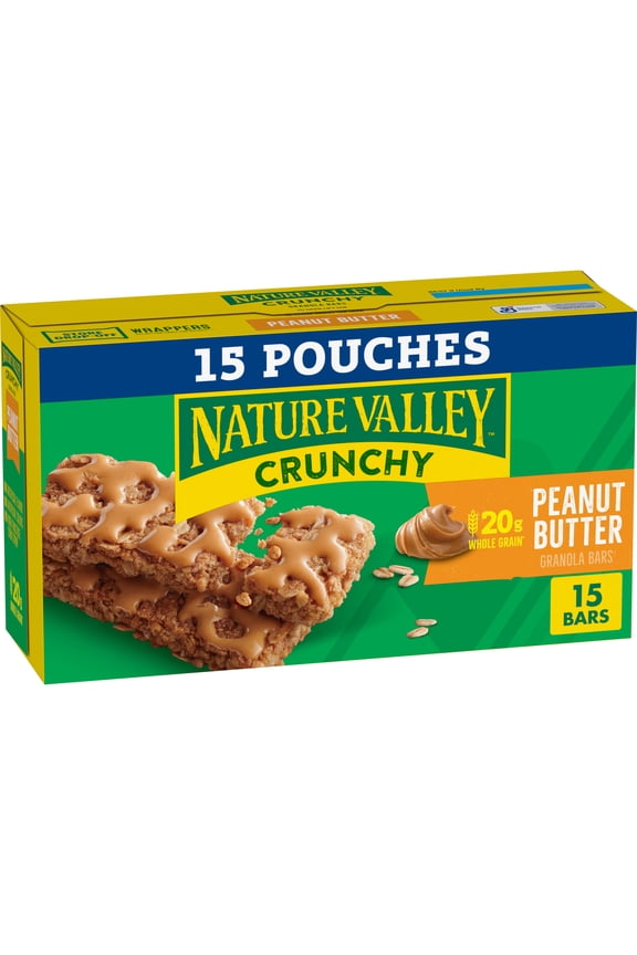 Crunchy Granola Bars, Peanut Butter, 30 Count, 22.35 oz (15 Pouches)