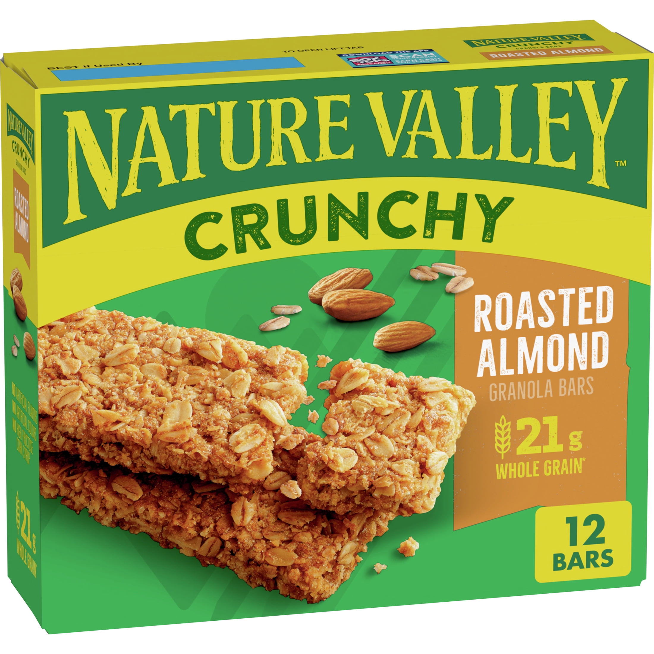 Nature Valley Crunchy Granola Bars, Roasted Almond, 12 Snack Bars, 8.94 oz (6 Pouches)