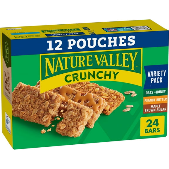 Nature Valley Crunchy Granola Bars, Variety Pack, 24 Bars, 17.88 OZ (12 Pouches)