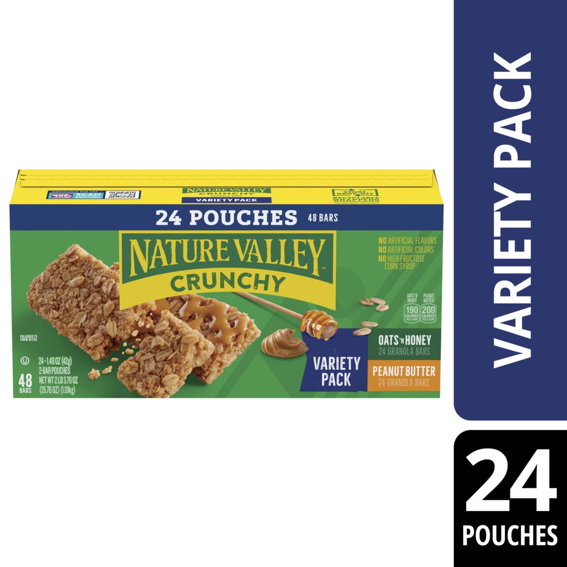 Nature Valley Crunchy Granola Bars, Variety Pack, 48 Count, 35.76 oz (24 Pouches)