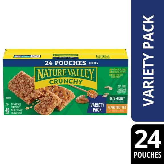 Nature Valley Crunchy Granola Bars, Variety Pack, 48 Count, 35.76 oz (24 Pouches)