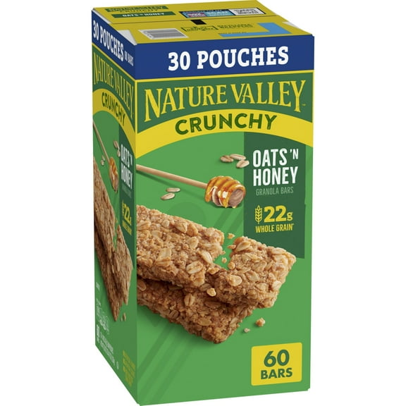 Nature Valley Crunchy Oats 'n Honey Granola KMC2Bars, 60 Bars, 44.7 OZ (30 Pouches)