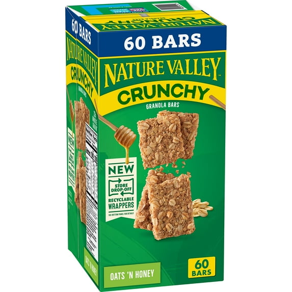 Nature Valley Crunchy Oats HHA1 'n Honey Granola Bars, 60 Bars, 44.7 OZ (30 Pouches)