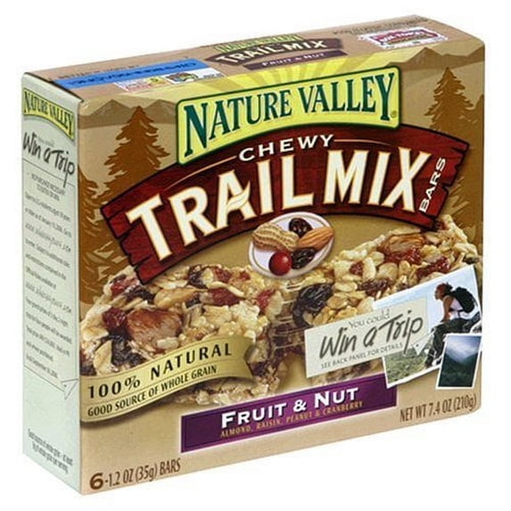 Nature Valley Fruit & Nut Chewy Granola Bars, Trail Mix, 6 Ct, 7.4 Oz (Pack of 2)