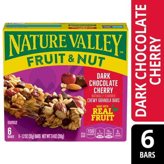 Nature Valley Fruit and Nut Granola Bars, Dark Chocolate Cherry, 6 Ct, 7.4 oz