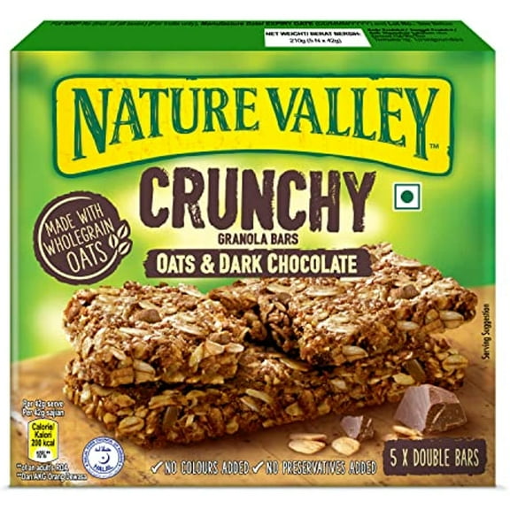 Nature Valley Granola Bars, Crunchy, Oats And Dark Chocolate, 21G, 12 Bars