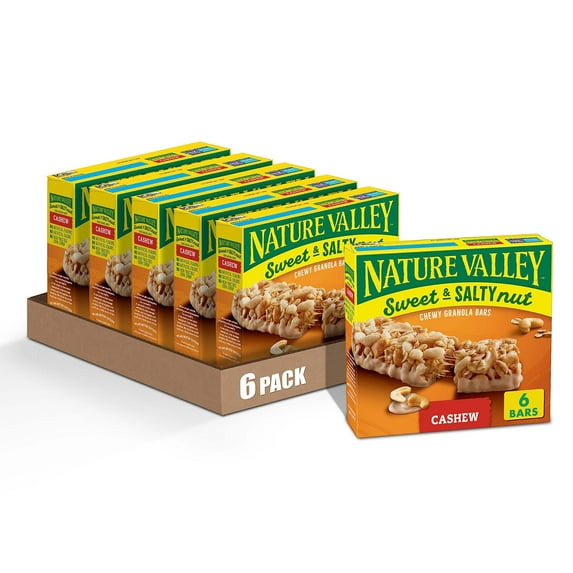 Nature Valley Granola Bars, MZF22 Sweet and Salty Nut, Cashew, 6 Bars, 7.2 OZ (Pack of 6)
