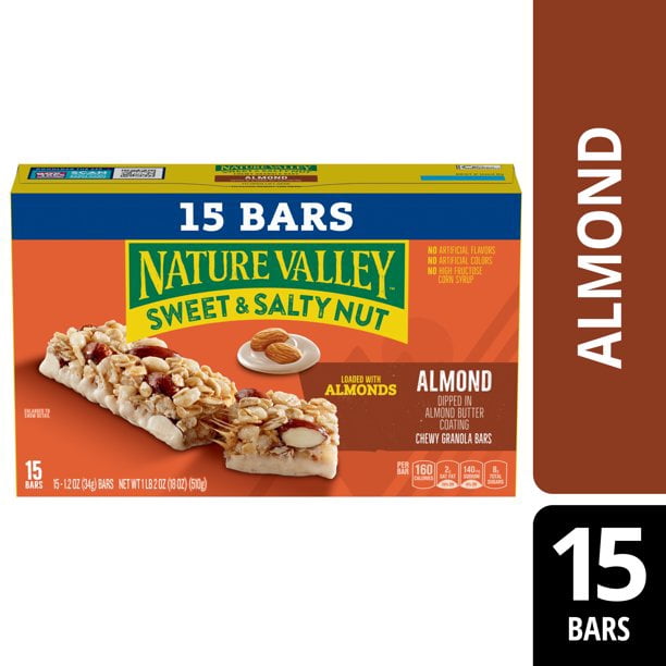 Nature Valley Granola Bars, Sweet and Salty Nut, Almond, 15 Bars, 18 OZ - Pack of 2