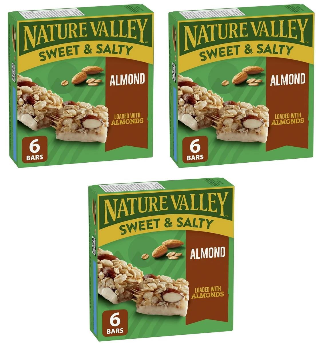 Nature Valley Granola Bars, Sweet and Salty Nut, Almond, 6 Bars, 210g (3 Pack)