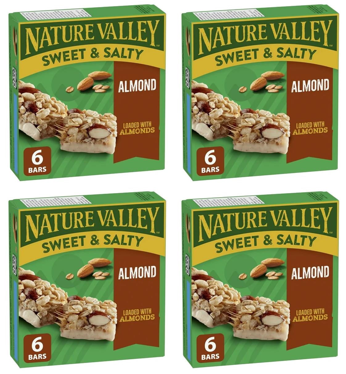 Nature Valley Granola Bars, Sweet and Salty Nut, Almond, 6 Bars, 210g (4 Pack)