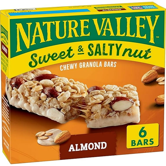 Nature Valley Granola Bars, Sweet and Salty Nut, Almond, 6 Bars, 7.2 OZ ( Pack of 2 )