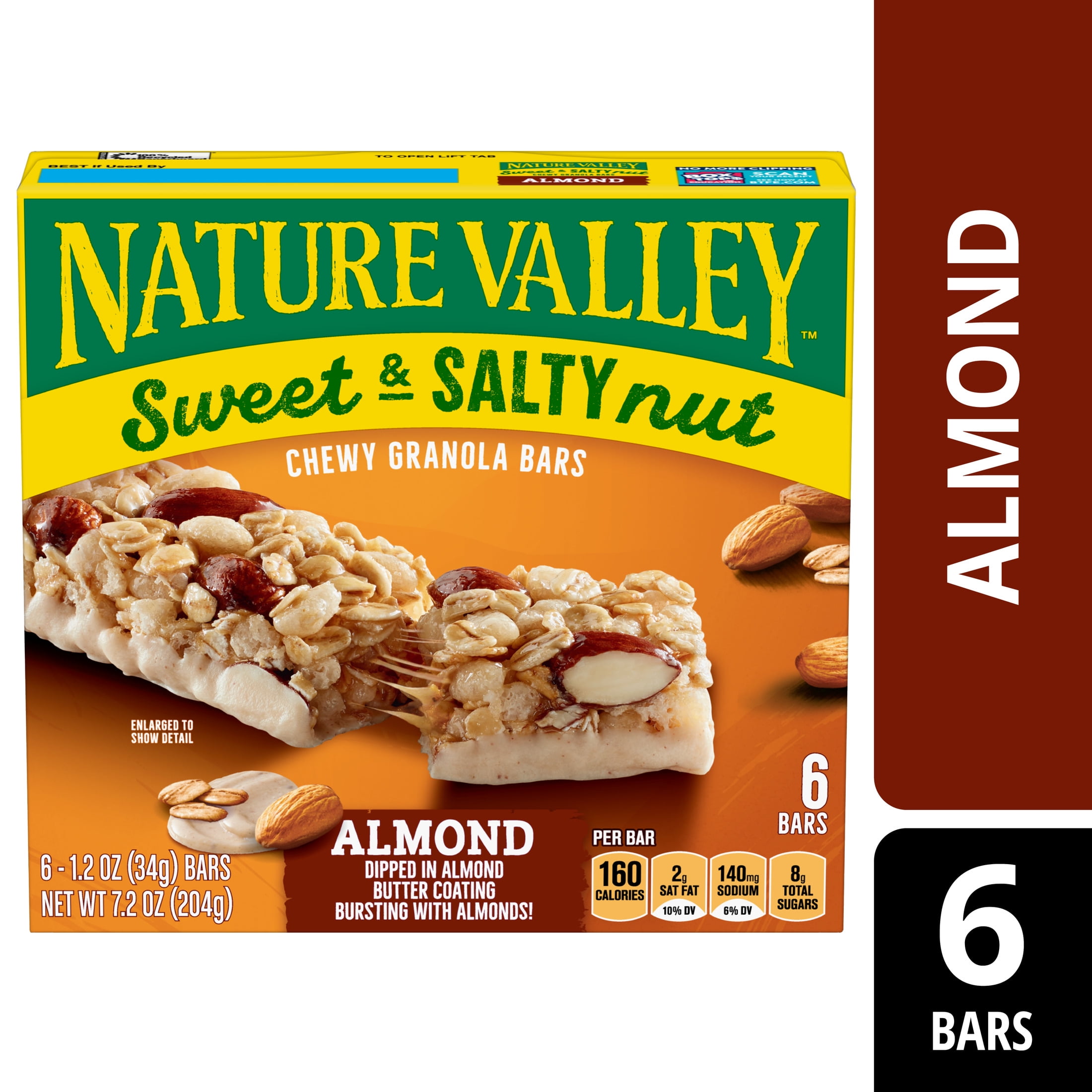 Nature Valley Granola Bars, Sweet and Salty Nut, Almond, 6 Bars, 7.2 oz