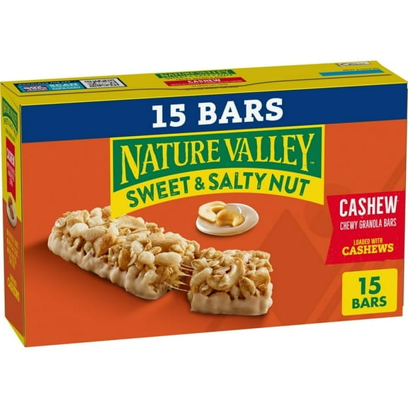 Nature Valley Granola Bars, Sweet and Salty Nut, Cashew, 15 Bars, 18 OZ - Pack of 2