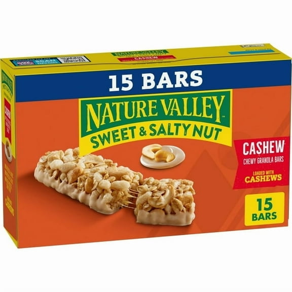 Nature Valley Granola Bars, Sweet and Salty Nut, Cashew, 15 Bars, 18 OZ - Pack of 2