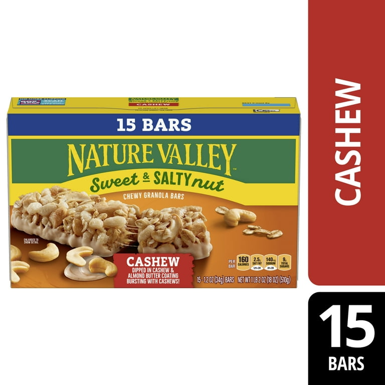 Nature Valley Whole Grain - Cashew Sweet and Salty Nut Chewy Granola Bars  Lunch Box Snacks, 6 ct / 7.20 oz - Harris Teeter